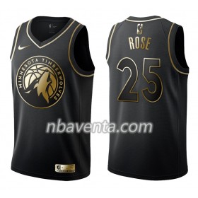 Camiseta Hombre Minnesota Timberwolves Derrick Rose 25 Nike Negro Golden Edition Swingman